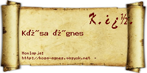 Kósa Ágnes névjegykártya